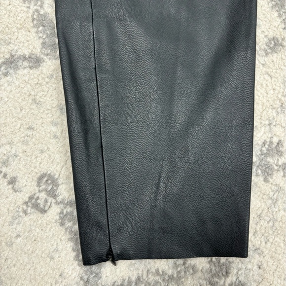 Zara black faux leather leggings zipper ankle women’s size L - Picture 3 of 5